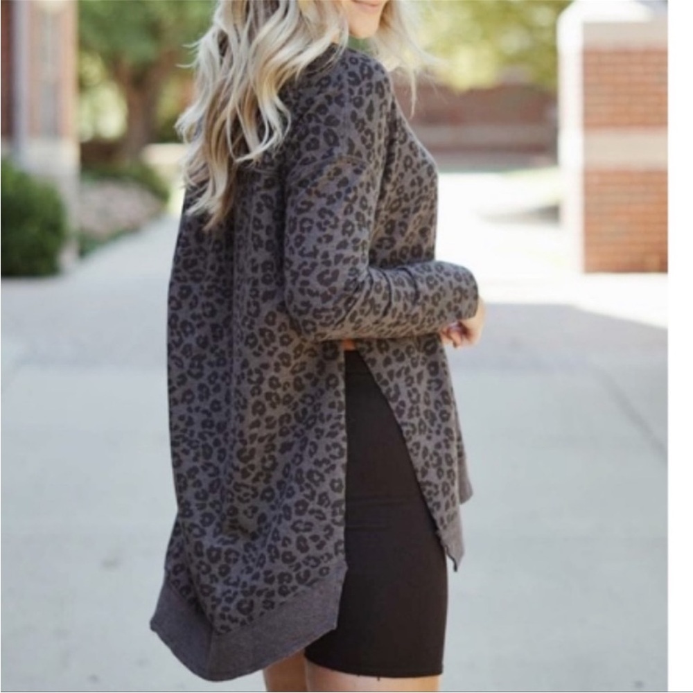 Z Supply Blue Leopard Weekender Sweatshirt